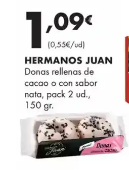 Supermercados Lupa HERMANOS JUAN Donas rellenas de cacao o con sabor oferta