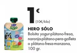 Supermercados Lupa HERO SÓLO Bolsita yogur-plátano-fresa naranja-plátano-pera-galleta oferta