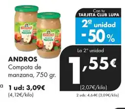 Supermercados Lupa ANDROS Compota de manzana oferta
