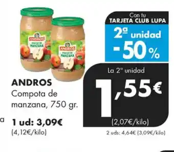 Supermercados Lupa ANDROS Compota de manzana oferta