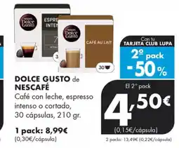 Supermercados Lupa DOLCE GUSTO de NESCAFÉ Café con leche, espresso intenso o cortado oferta