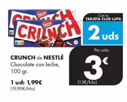 Supermercados Lupa CRUNCH de NESTLÉ Chocolate con leche oferta