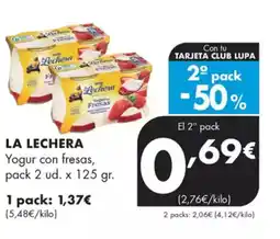Supermercados Lupa LA LECHERA Yogur con fresas oferta