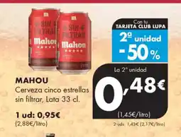 Supermercados Lupa MAHOU Cerveza cinco estrellas oferta