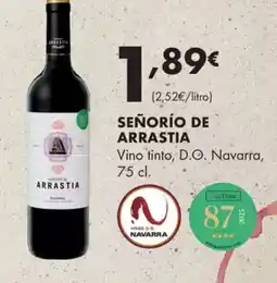 Supermercados Lupa SEÑORÍO DE ARRASTIA Vino tinto, D.O. Navarra oferta