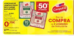 Supercor NATURARTE Lonchas de jamón o pavo 90% carne oferta