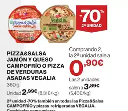 Supercor Pizza & salsa jamon y queso campofrio o pizza de verduras asadas vegalia oferta