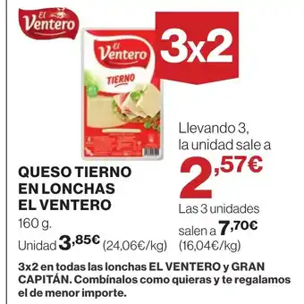 Supercor EL VENTERO Queso tierno en lonchas oferta