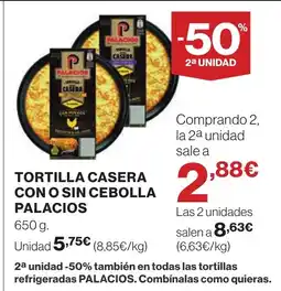 Supercor Tortilla casera con o sin cebolla palacios oferta