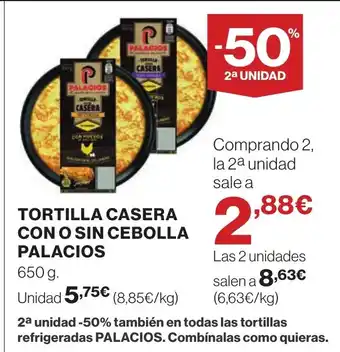 Supercor Tortilla casera con o sin cebolla palacios oferta