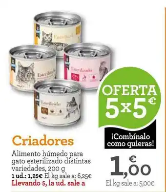 TiendAnimal Criadores Alimento Húmedo Para Gato Esterilizado 200g oferta