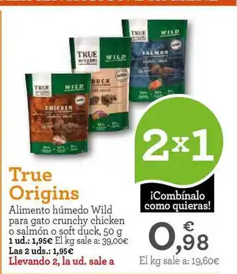 TiendAnimal True Origins Alimento Húmedo Wild Para Gato Crunchy Chicken O Salmón O Soft Duck 50g oferta