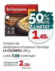 Condis La cocinera - canelons de xampinyons o d'espinacs i formatge oferta