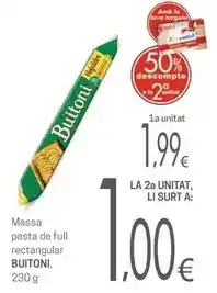 Valvi Supermercats Buitoni - massa pasta de full rectangular oferta