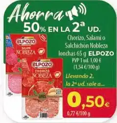 Spar Tenerife Elpozo - chorizo, salami o salchichon nobleza lonchas oferta