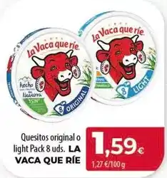Spar Tenerife La vaca que ríe - quesitos original o light pack 8 uds oferta