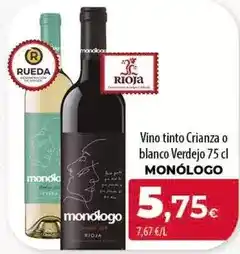 Spar Tenerife Monólogo - vino tinto crianza o blanco verdejo oferta