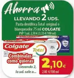 Spar Tenerife Colgate - pasta dentifrica total original o blanqueador oferta