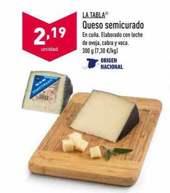 ALDI La Tabla Queso Semicurado oferta