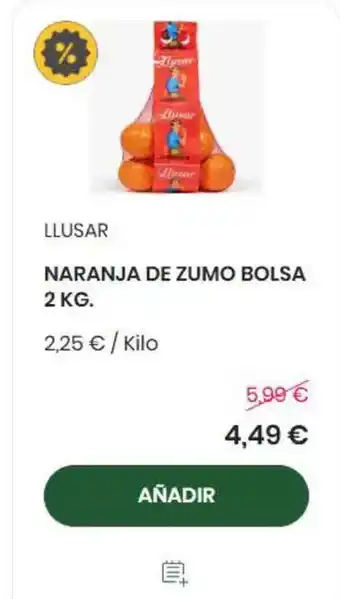 Supermercados Sánchez Romero Naranja de zumo bolsa oferta