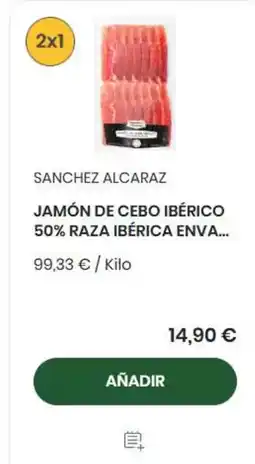 Supermercados Sánchez Romero Sánchez alcaraz - jamon de cebo iberico 50% raza iberica enva oferta