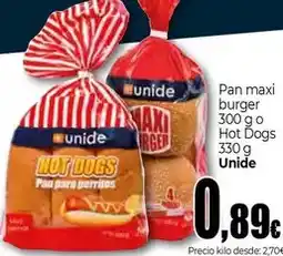 Unide Supermercados Unide - pan maxi burger o hot dogs oferta