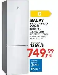 Worten Balay - frigorifico combi cristal 3kfd765bi oferta
