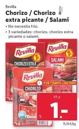 Lidl Revilla - chorizo/ chorizo extra picante/ salami oferta