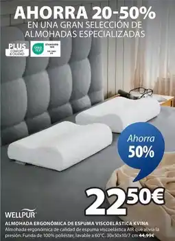 JYSK Wellpur - almohada ergonomica de espuma viscoelástica kvina oferta