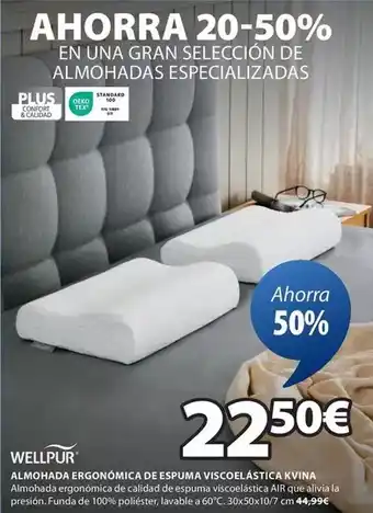 JYSK Wellpur - almohada ergonomica de espuma viscoelástica kvina oferta