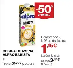 Supercor Bebida de avena alpro barista oferta
