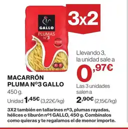 Supercor GALLO Macarrón pluma n°3 oferta