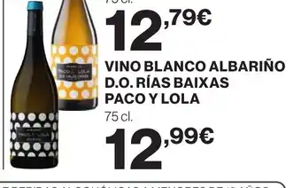 Supercor Vino blanco albariño d.o. rías baixas paco y lola oferta