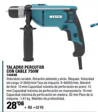 ferrOkey Taladro percutor con cable 750w oferta