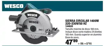 ferrOkey WESCO Sierra circular 1400w 220-230v/50 hz oferta