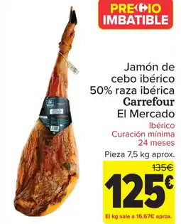 Carrefour Jamón de cebo ibérico 50% raza ibérica oferta