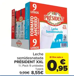 Carrefour PRÉSIDENT XXL Leche semidesnatada oferta