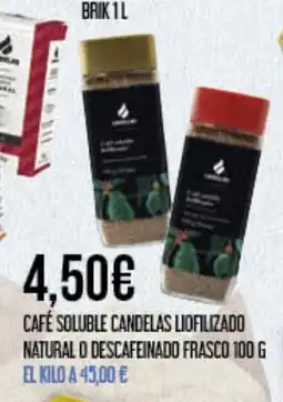 Claudio Café soluble candelas liofilizado natural o descafeinado frasco oferta
