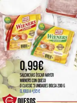 Claudio Salchichas óscar mayer wieners con queso o classic 5 unidades bolsa oferta