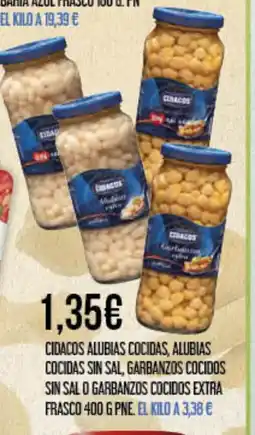 Claudio CIDACOS alubias cocidas, alubias cocidas sin sal, garbanzos cocidos sin sal o garbanzos cocidos oferta
