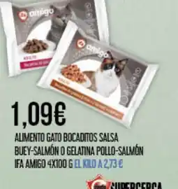 Claudio Alimento gato bocaditos salsa buey-salmón o gelatina pollo-salmón oferta