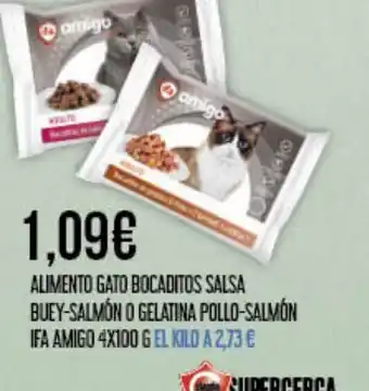 Claudio Alimento gato bocaditos salsa buey-salmón o gelatina pollo-salmón oferta