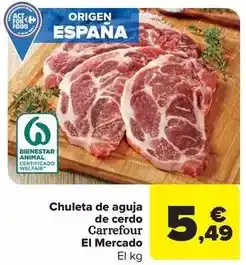 Carrefour Market Carrefour - chuleta de aguja de cerdo el mercado oferta