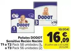 Carrefour Market Dodot - panales sensitive recien nacido oferta