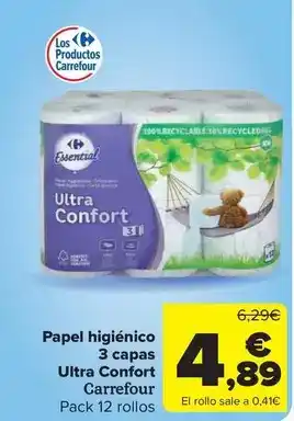 Carrefour Market Carrefour - papel higiénico 3 capas ultra confort oferta