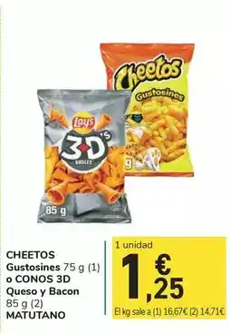 Carrefour Express Matutano - cheetos gustosines o conos 3 d queso y bacon oferta