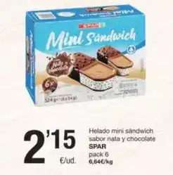 SPAR Fragadis Spar - helado mini sandwich sabor nata y chocolate oferta