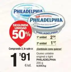 SPAR Fragadis Philadelphia - queso untable original o light oferta