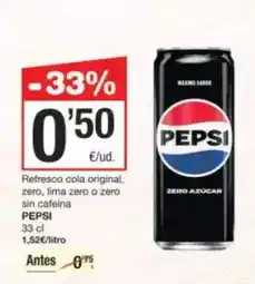 SPAR Fragadis Pepsi - refresco cola original/ zero/ lima zero o zero sin cafeina oferta