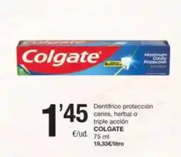 SPAR Fragadis Colgate - dentífrico protección caries/ herbal o triple accion oferta